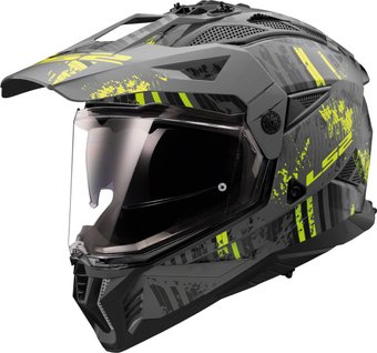 Мотошлем LS2 MX702 Pioneer 2 Crazy (L, черный/желтый матовый)