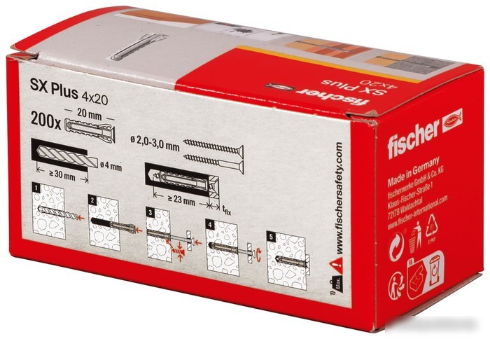 Дюбель универсальный Fischer SX Plus 4X20 568004 (200 шт)