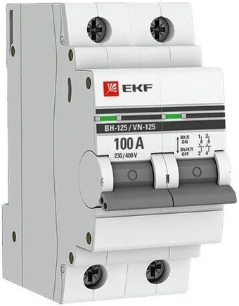 Выключатель нагрузки EKF PROxima 2P 100А ВН-125 SL125-2-100-pro