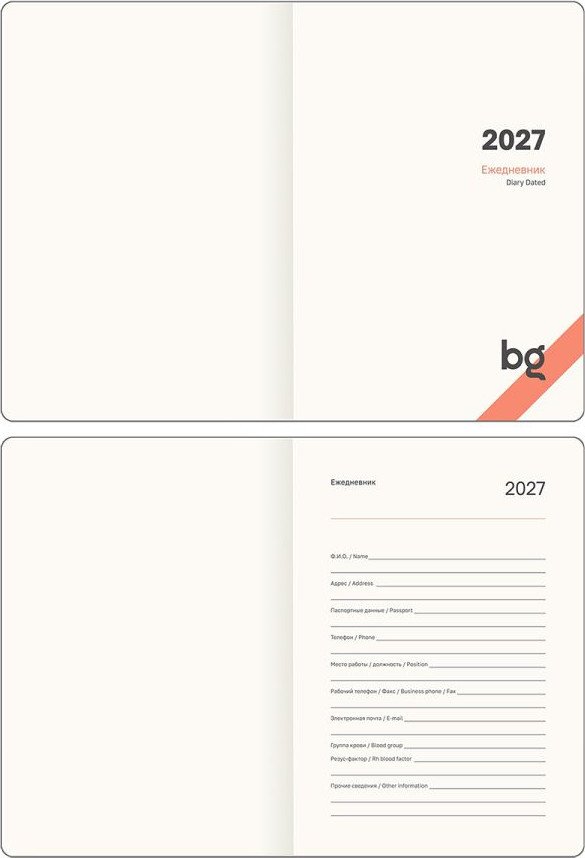 Ежедневник BG Palm 2027 DdА6_67876 (176л, красный)
