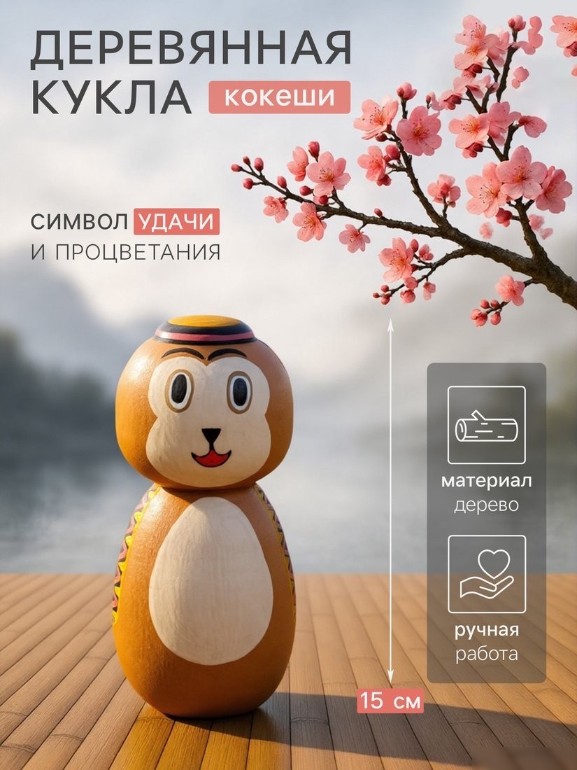 Статуэтка Sima-Land Японская кукла кокеши Медвежонок 10465076