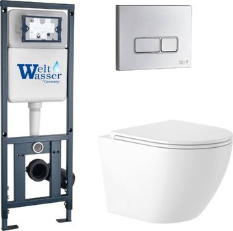 Унитаз подвесной Saniteco KW-9003W Rimles + WeltWasser Marberg 410 + Marberg 410 SE CR