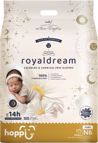 Подгузники Hoppi RoyalDream для новорожденных до 5кг HB-040-NB (66шт)