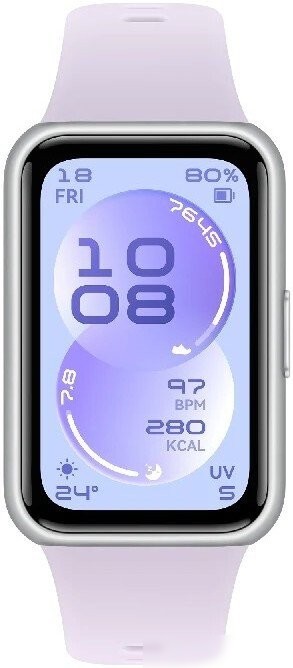 Фитнес-браслет Huawei Band 11 (серебристый полимерный корпус, с сиреневым силиконовым ремешком, международная версия)