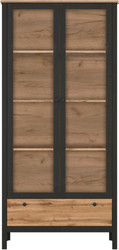 Шкаф-витрина BRW Loft REG2W1S (дуб вотан/черный)