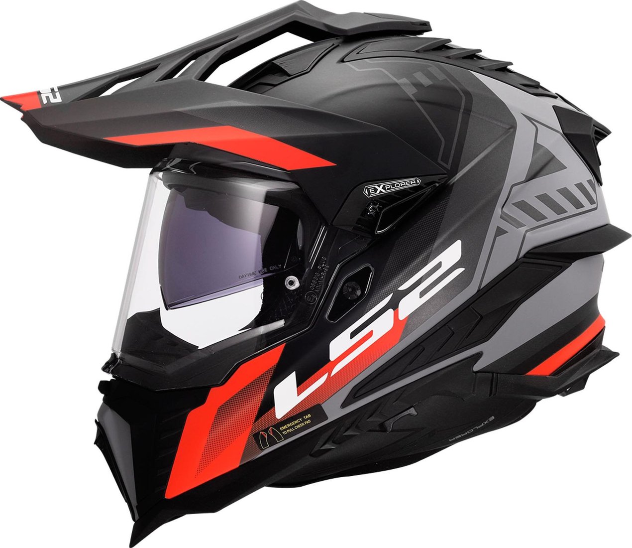 Мотошлем LS2 MX701 Explorer Hexa (L, черный/красный/серый)
