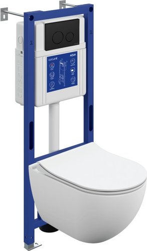 Унитаз подвесной Cersanit Brasko Smart DPL EO Slim + Aqua 40 Smart M 69333 (с кнопкой Twins черный матовый)