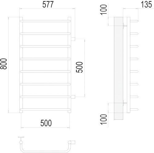 Полотенцесушитель TERMINUS Стандарт П8 500x800 бп 500