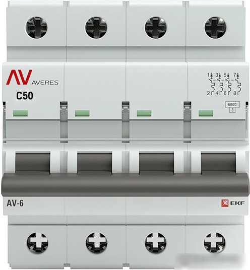 Выключатель автоматический EKF Averes AV-6 4P 50A (C) 6kA mcb6-4-50C-av