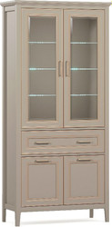 Шкаф-витрина BRW Classic REG2W2D1S с подсветкой (глиняный серый)
