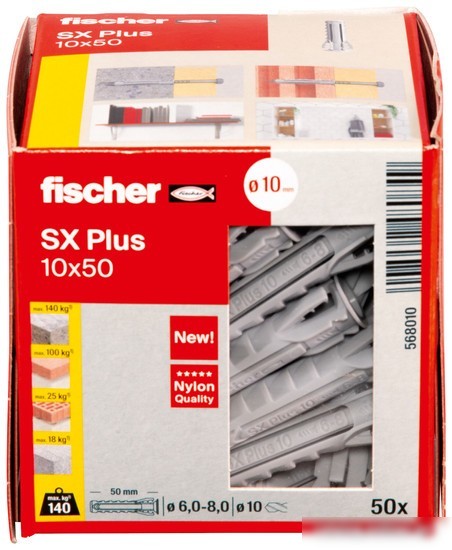Дюбель универсальный Fischer SX Plus 10X50 568010 (50 шт)