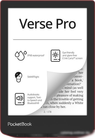 Электронная книга PocketBook A4 634 Verse Pro (страстно-красный)