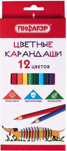Набор цветных карандашей Пифагор Веселая такса 181806 (12 цв)