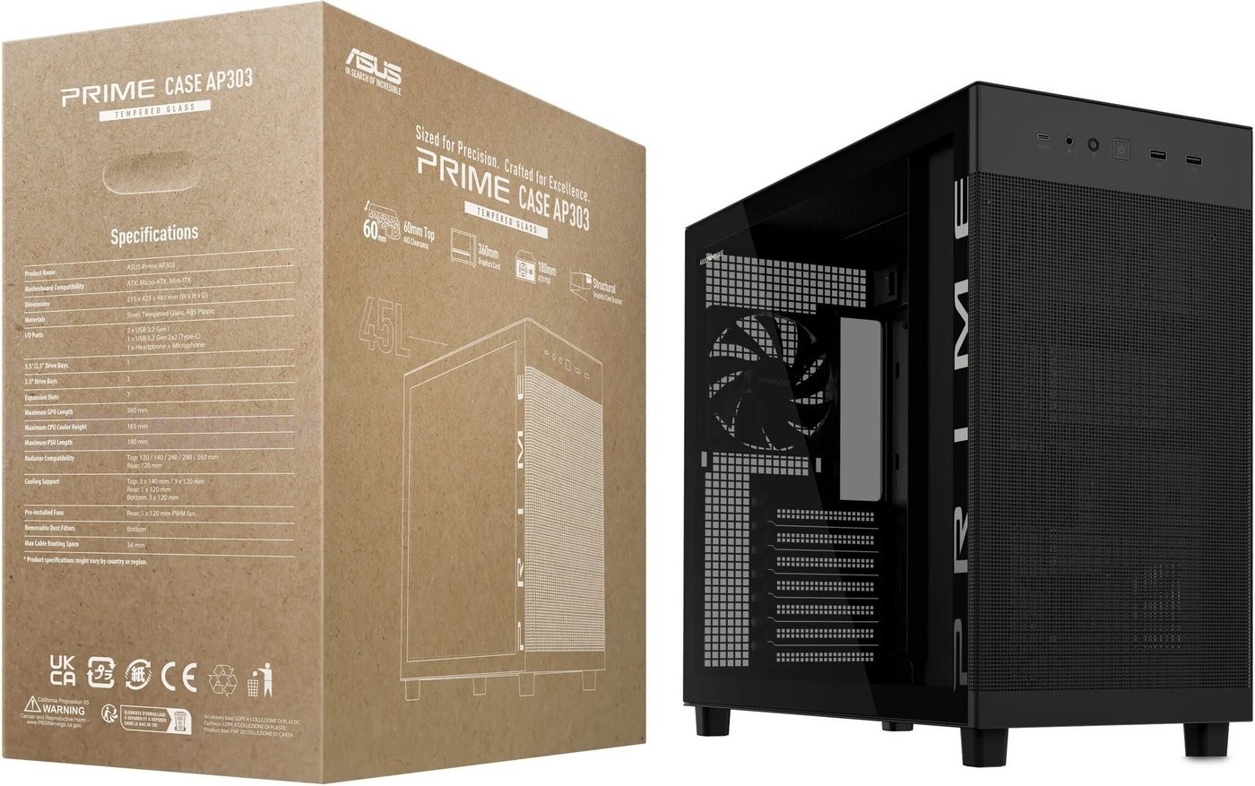 Корпус ASUS Prime AP303 Tempered Glass Panel (черный)