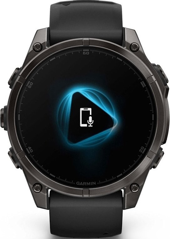 Умные часы Garmin Fenix 8 Sapphire, Titanium 47мм (угольно-черный DLC, пепельно-черный силиконовый ремешок)