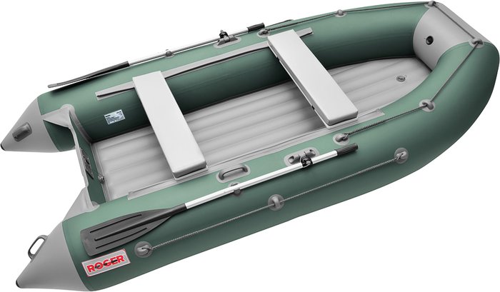 Моторно-гребная лодка Roger Boat Trofey 3500 (без киля, зеленый/серый)