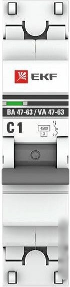 Выключатель автоматический EKF ВА 47-63 1P 1А (C) 4.5kA PROxima mcb4763-1-01C-pro