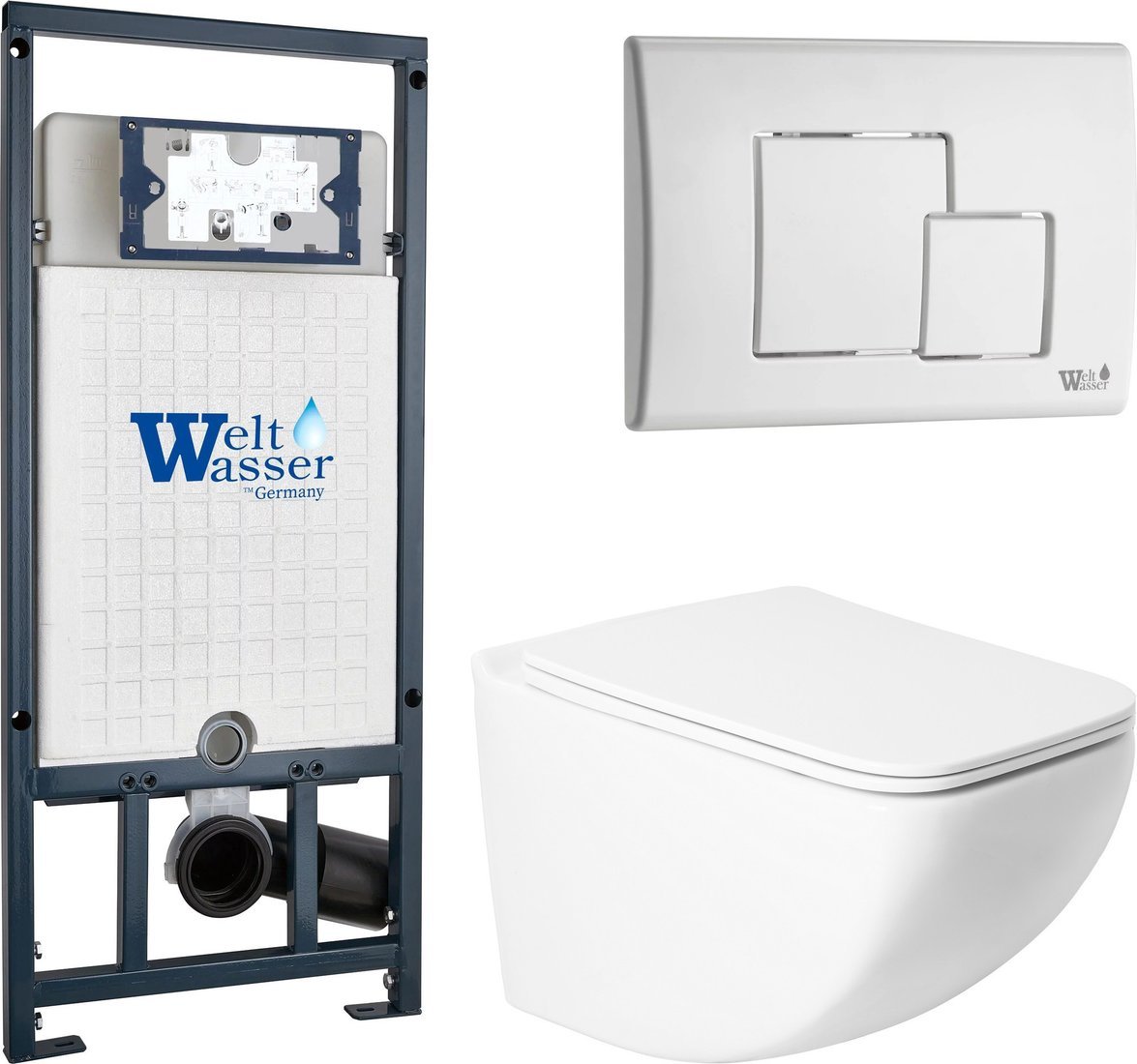 Унитаз подвесной Saniteco KW-99048 + Marberg 507 SE GL-WT + Marberg 507