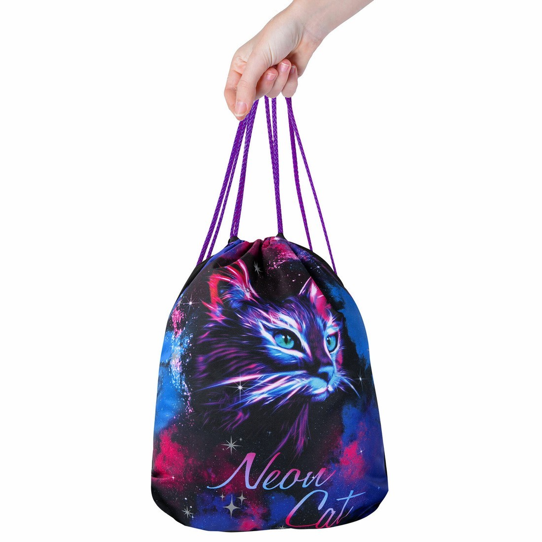 Мешок для обуви BRAUBERG Premium. Neon Cat 271621