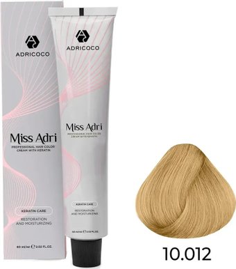 Крем-краска Adricoco Miss Adri 10.012 (100мл, платиновый блонд прозрачный пепельный перламутровый)