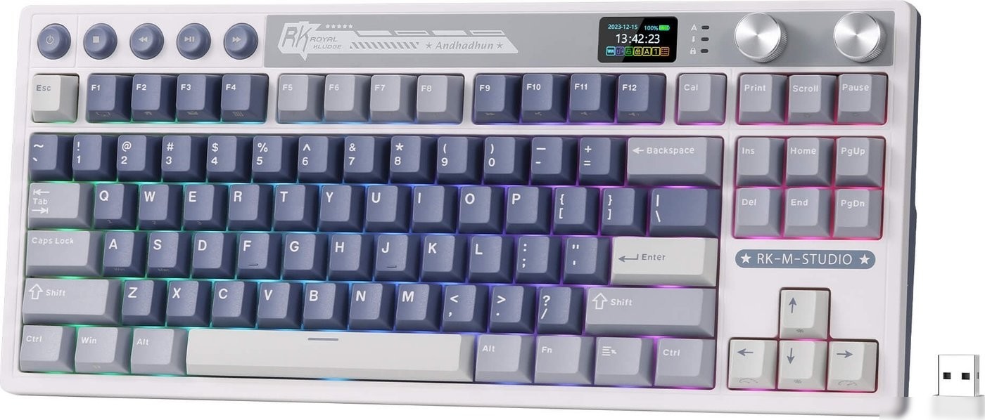Клавиатура Royal Kludge M87 RGB Ocean Blue (RK Cream)