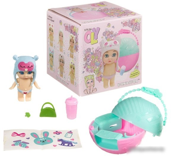 Кукла Bondibon OLY в шапочке-ушанке с животным ВВ3890