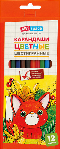 Набор цветных карандашей ArtSpace Милые зверушки CP_41020 (12 цв)