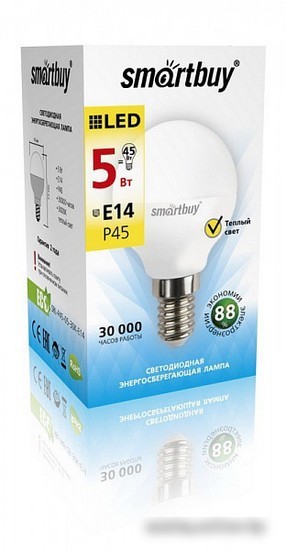 Светодиодная лампа SmartBuy P45 E14 5 Вт 3000 К [SBL-P45-05-30K-E14]