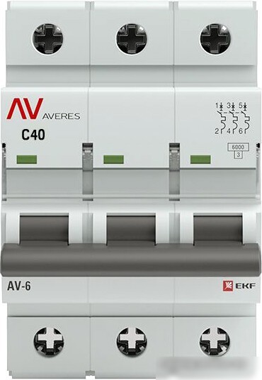 Выключатель автоматический EKF Averes AV-6 3P 40A (C) 6kA mcb6-3-40C-av