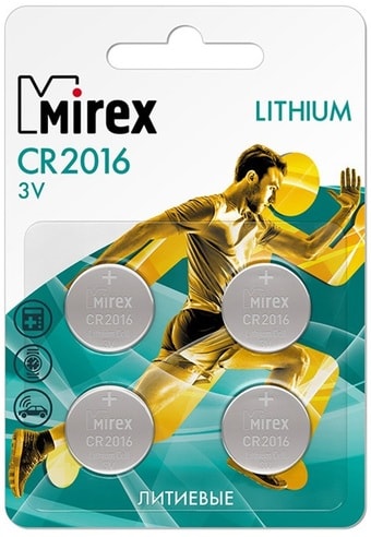 Батарейки Mirex CR2016 4 шт 23702-CR2016-E4