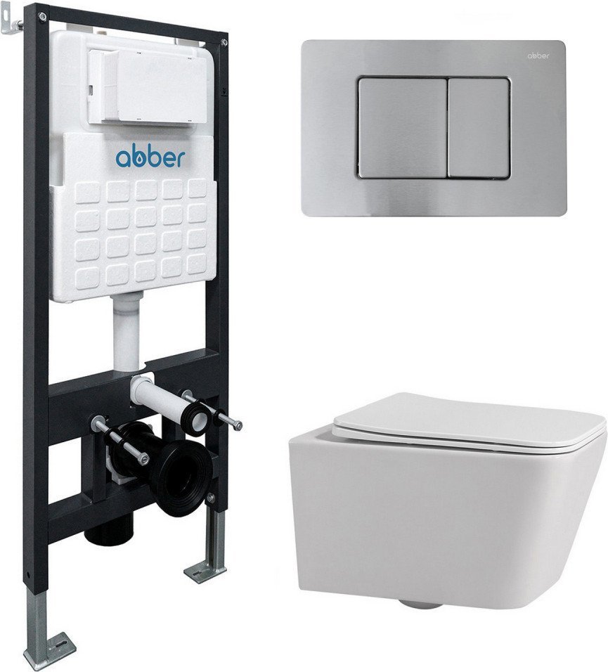Унитаз подвесной Abber Rechteck AC1201-AC0105-AC0120MCH (с кнопкой смыва)