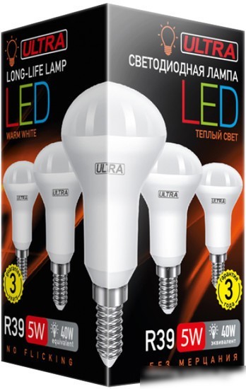 Светодиодная лампа Ultra LED R39 E14 5 Вт 3000 К
