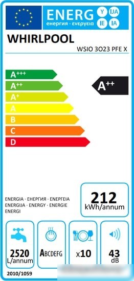 Посудомоечная машина Whirlpool WSIO 3O23 PFE X