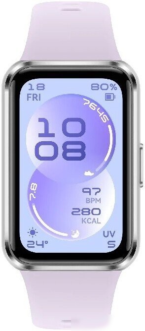 Фитнес-браслет Huawei Band 11 (серебристый алюминиевый корпус, с сиреневым силиконовым ремешком, международная версия)