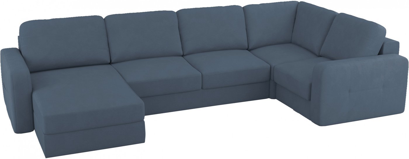 П-образный диван Mio Tesoro Aurora компл.3 левый (Velutto 48 синий Denim)
