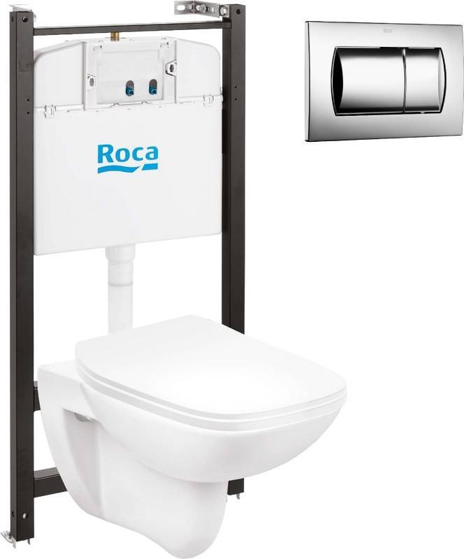 Унитаз подвесной Roca Debba 893104970 + 8901160B1 (с кнопкой)