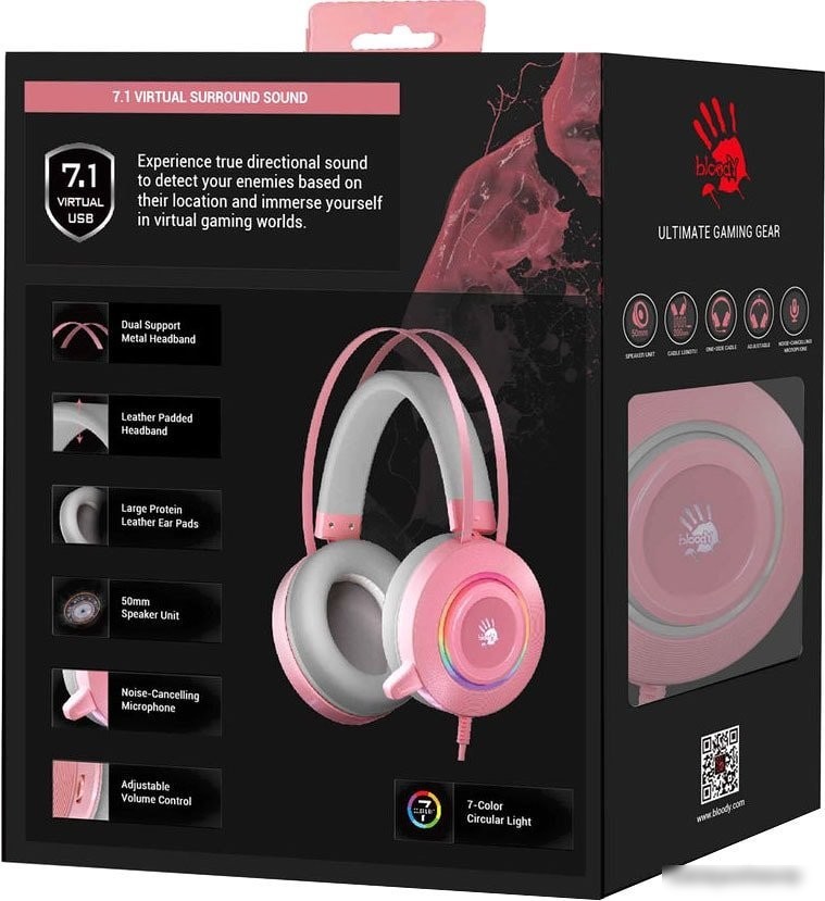 Наушники A4Tech Bloody G521 (розовый)
