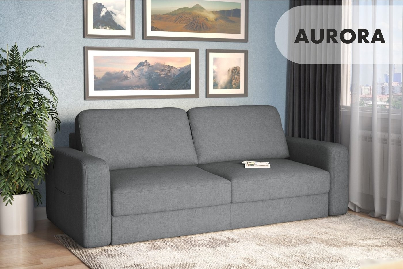 Диван Mio Tesoro Aurora (Velutto 12 серый)