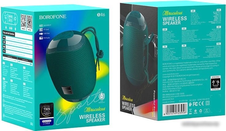 Беспроводная колонка Borofone BR6 (бирюзовый)