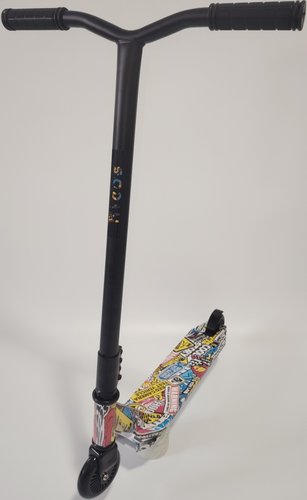 Трюковый самокат Ricos Blaze JL-301P (черный/граффити желтый)