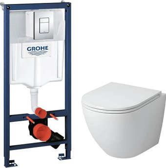 Унитаз подвесной Grossman GR-4455SQ + GROHE Rapid SL 38772001 (с сиденьем, с кнопкой)