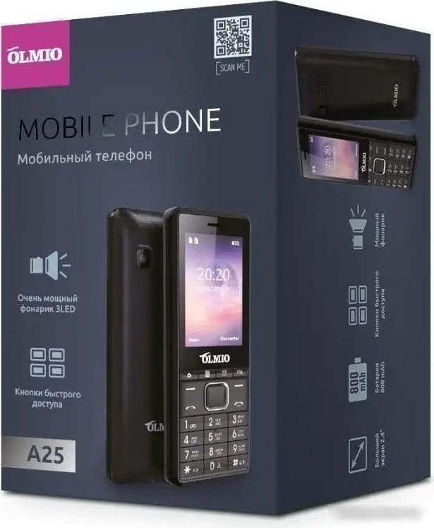 Кнопочный телефон Olmio A25 (черный)