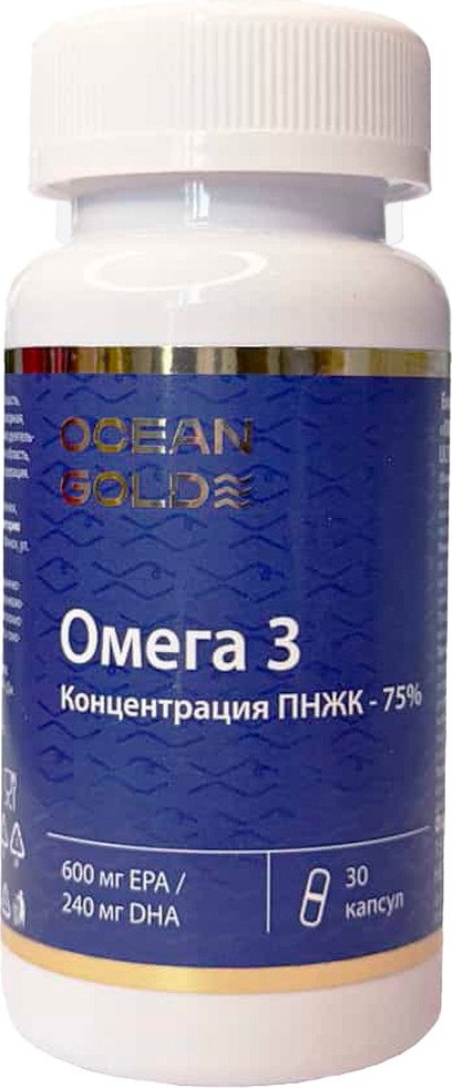БАД Ocean Gold Омега 3 Ультрамакс 75% с нейтральным вкусом (30 капсул)