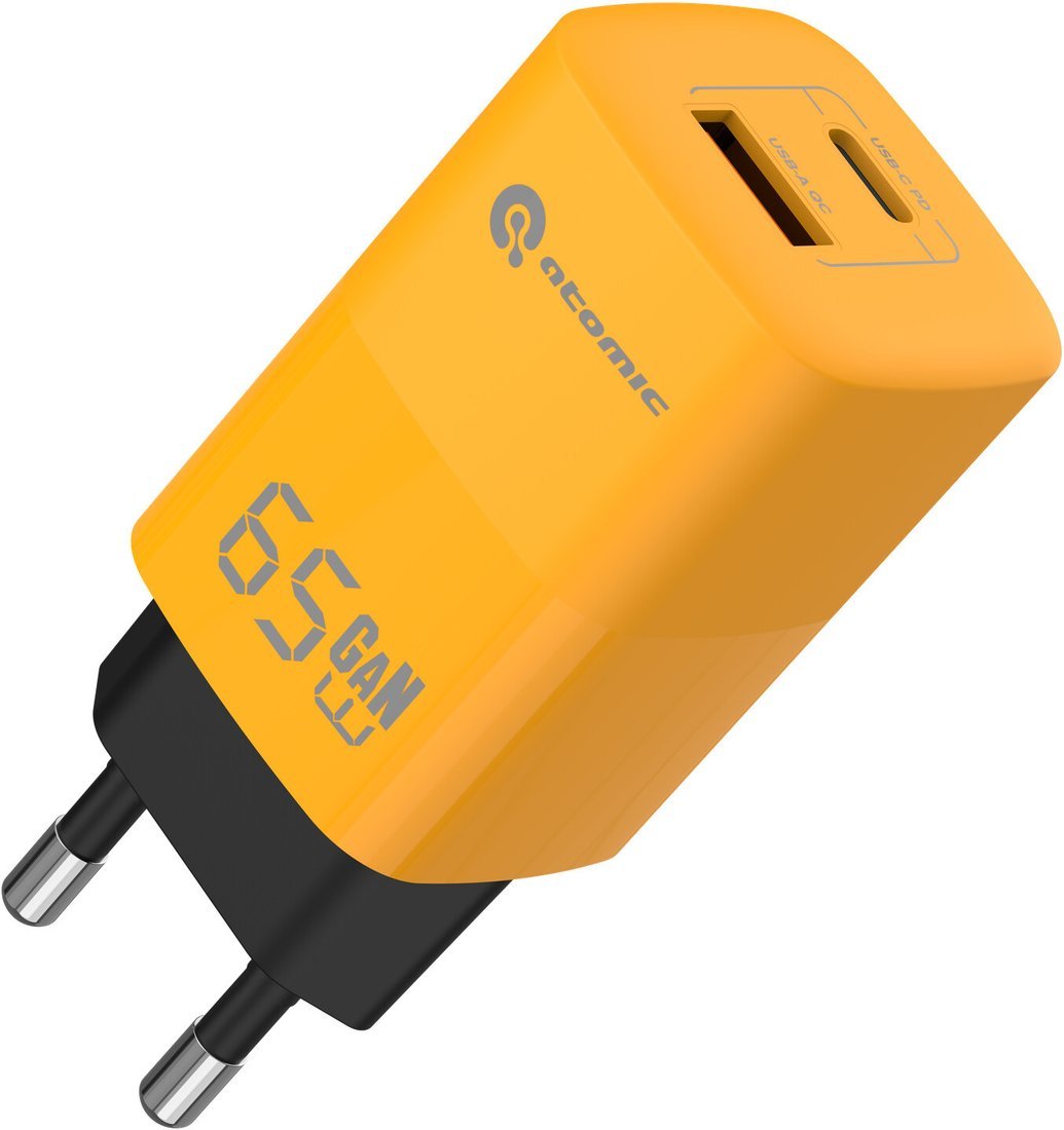 Сетевое зарядное Atomic UniQ G651 GAN 65W (желтый)
