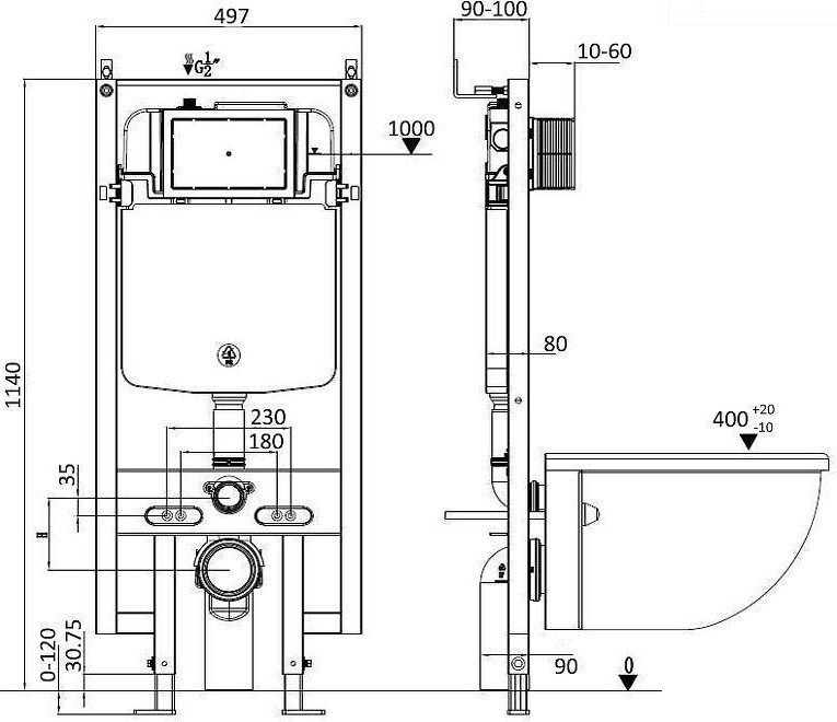 Унитаз подвесной WeltWasser Amberg 497 ST + Nesenbach 004 GL-WT + Amberg RD-WT