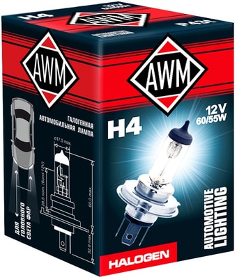 Галогенная лампа AWM H4 12V 60/55W P43T 1шт