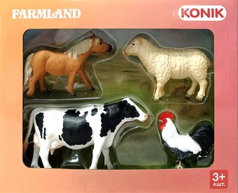 Набор фигурок Konik Петух, овца, пони, корова AMF1110