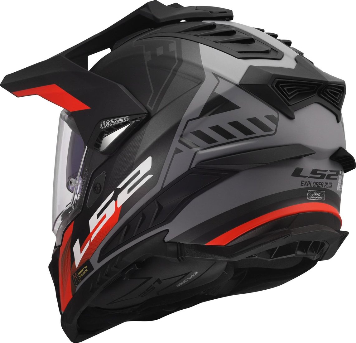 Мотошлем LS2 MX701 Explorer Hexa (L, черный/красный/серый)