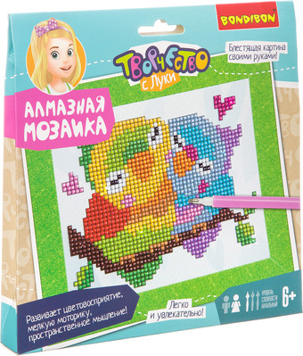 Алмазная мозаика Bondibon Попугаи-неразлучники ВВ3346