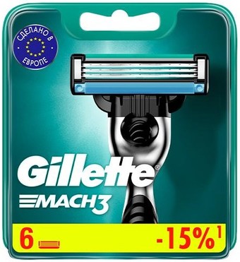 Сменные кассеты для бритья Gillette Mach3 (6 шт) 7702018408832